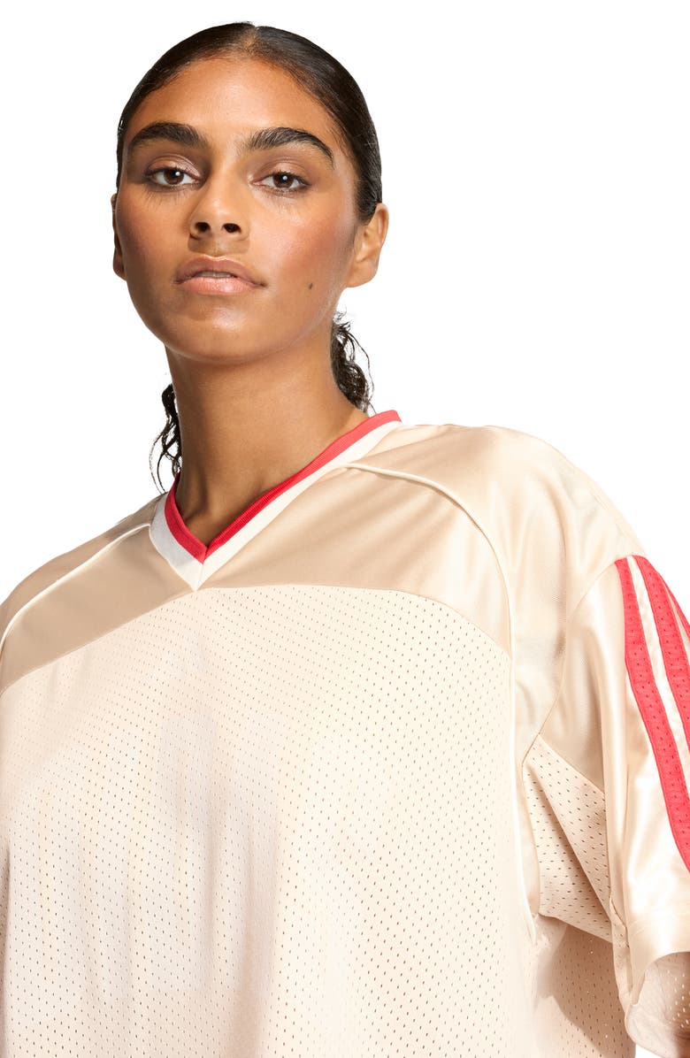 adidas Stadium Mesh T-Shirt, Alternate, color, Crystal Linen/ White/ Ruby