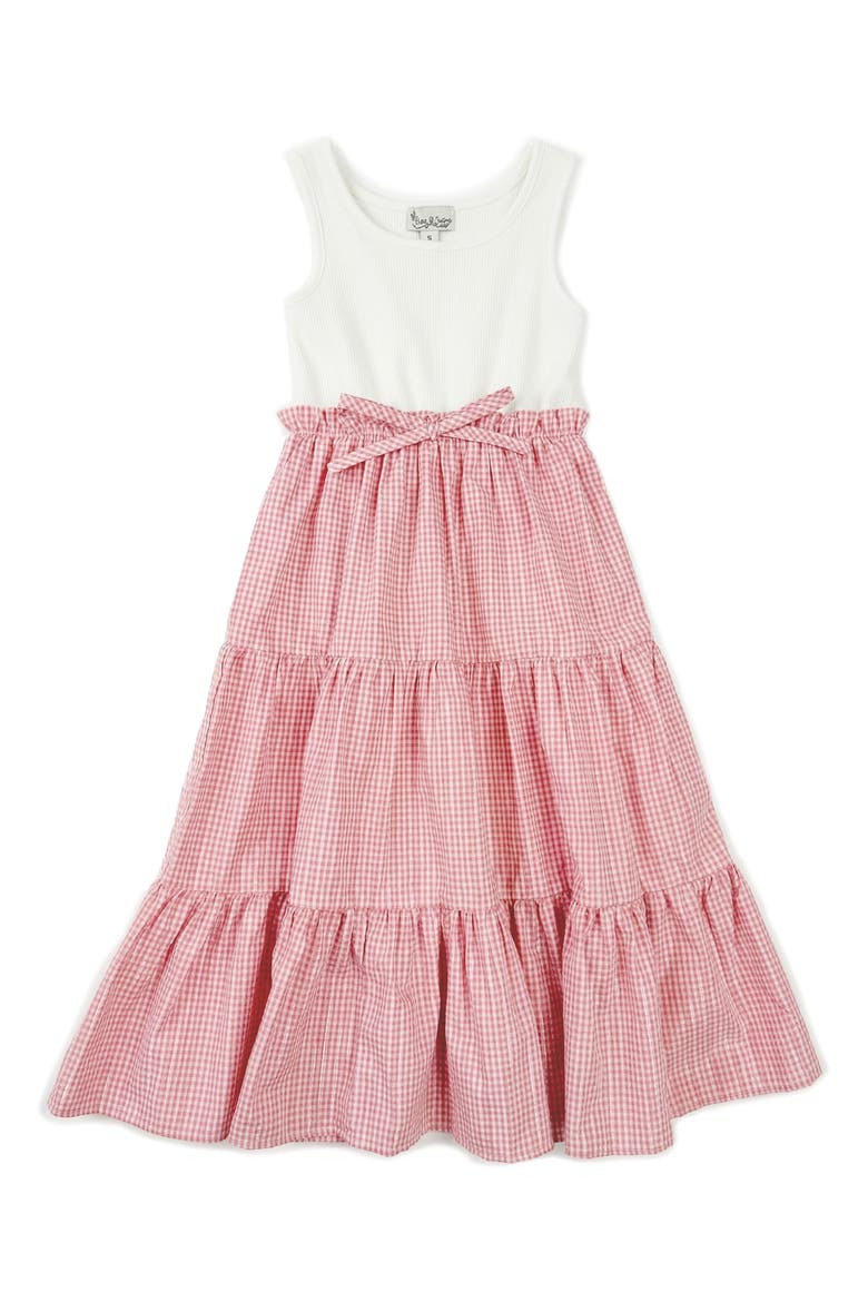 Kids' Mixed Media Rib & Seersucker Party Dress, Main, color, RED/ WHITE