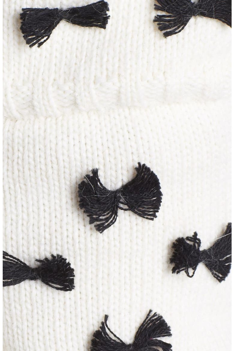'bow' flip top mittens, Alternate, color, CREAM/ BLACK