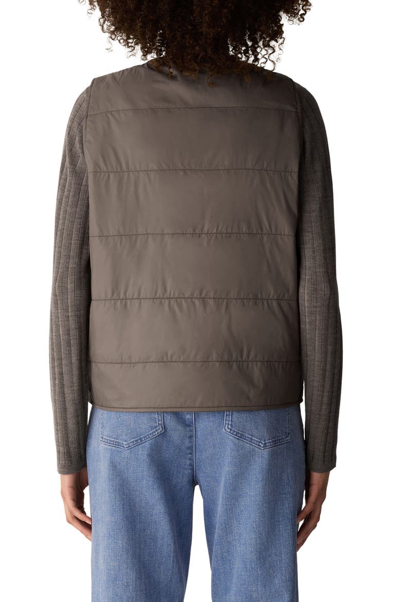 Round Neck Quilted Vest, Alternate, color, COBBLESTONE