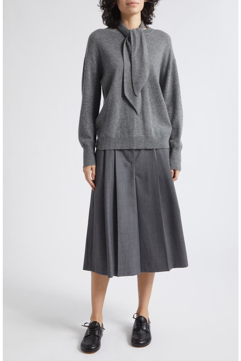 Wool & Cashmere Scarf Neck Sweater, Alternate, color, MEDIUM GREY
