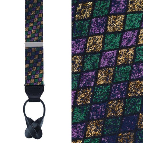 Trafalgar Carnival Diamond Multi-colored Novelty Silk Button End Suspenders