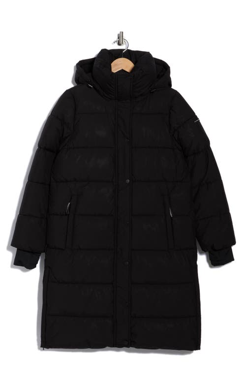 Bcbgeneration Pillow 3/4 Hooded Longline Puffer Coat In Black