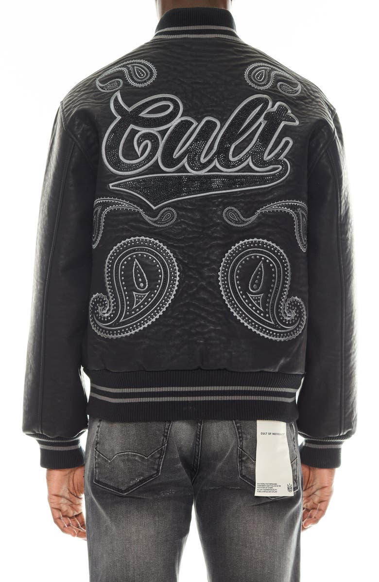 Cult of Individuality Paisley Appliqué Varsity Jacket, Alternate, color, 