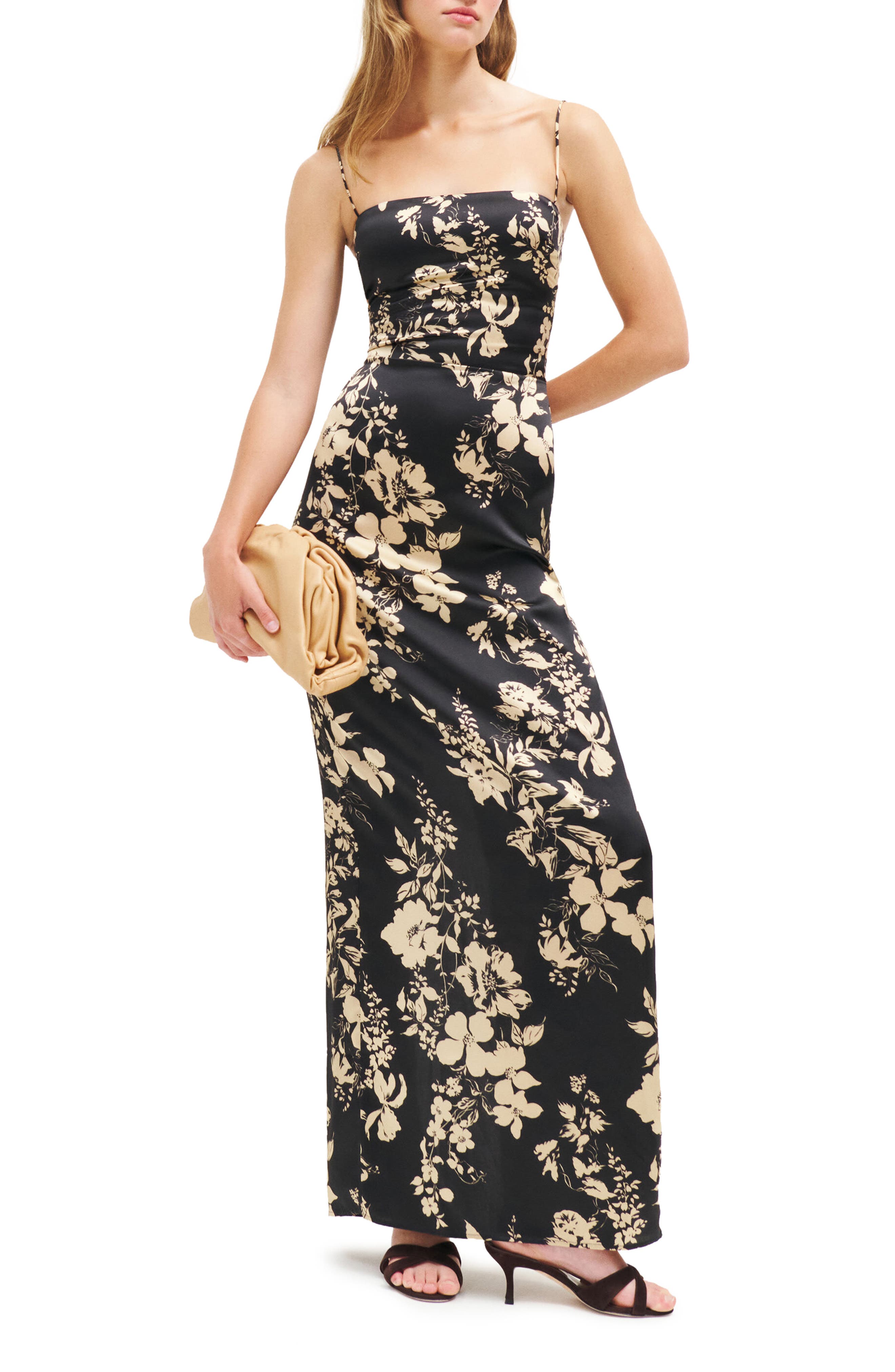 reformation frankie silk maxi dress Reformation Frankie Floral Silk Column Maxi Dress
