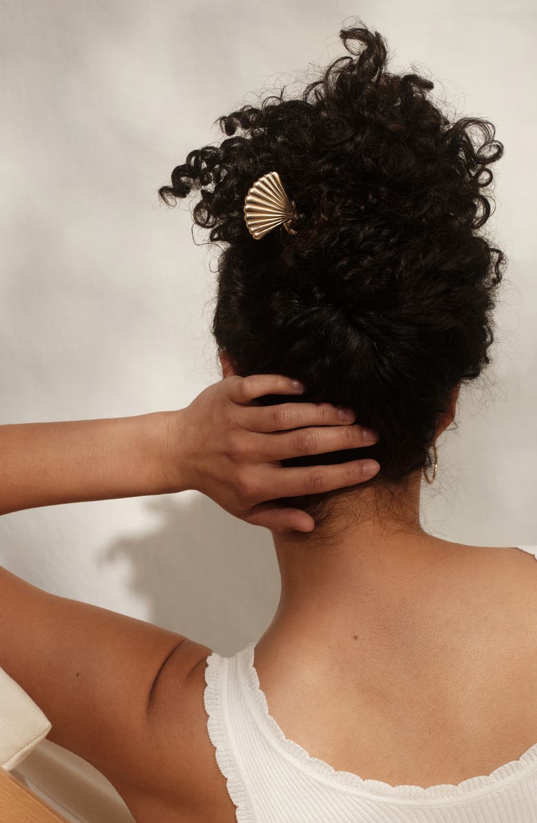 Kitsch Clamshell Metal French Hairpin, Alternate, color, Gold