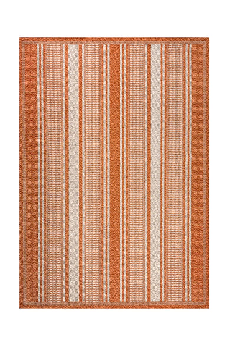Haynes Modern Double Stripe Indoor/Outdoor Area Rug, Alternate, color, Orange/Cream