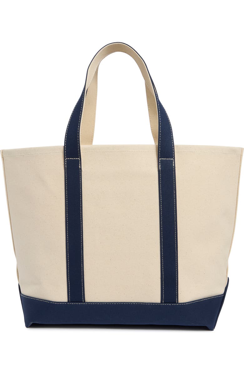 Sporty & Rich New York Yankees Curve Tote Bag, Alternate, color, Natural/Dark Navy