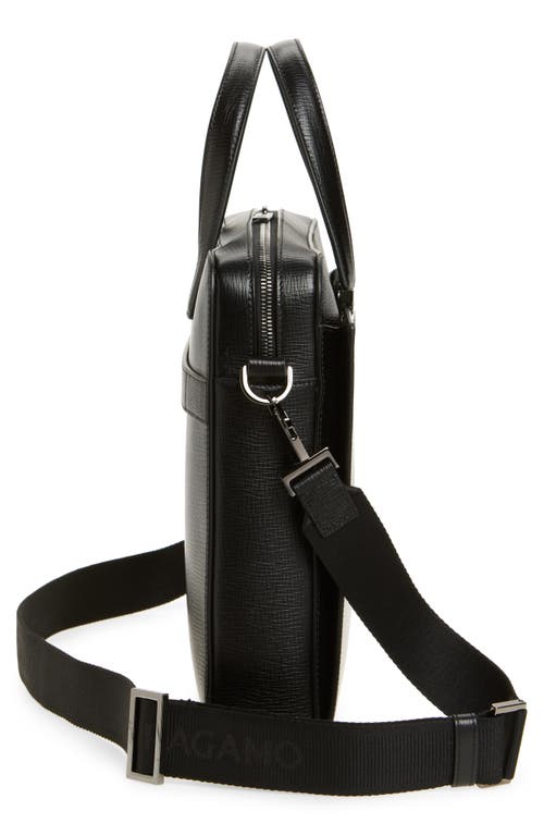 Ferragamo Trading Gancio Leather Briefcase In Black