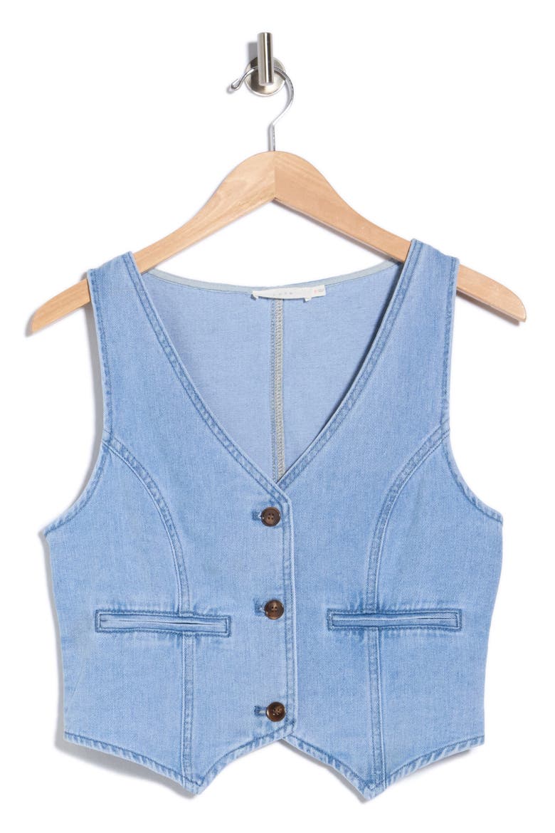 V-Neck Denim Vest, Main, color, LIGHT BLUE DENIM