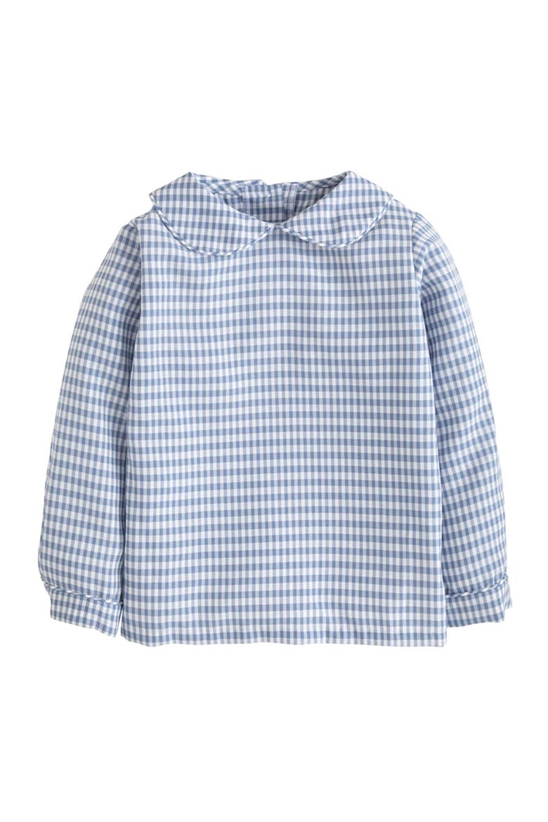 Kids' Gingham Peter Pan Shirt, Main, color, Gray Blue Gingham