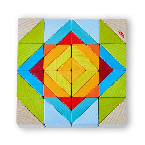 HABA 3D Puzzle Cube Mosaic - 48 Piece Wooden Blocks with 10 Double Sided Template Cards in Multi  product