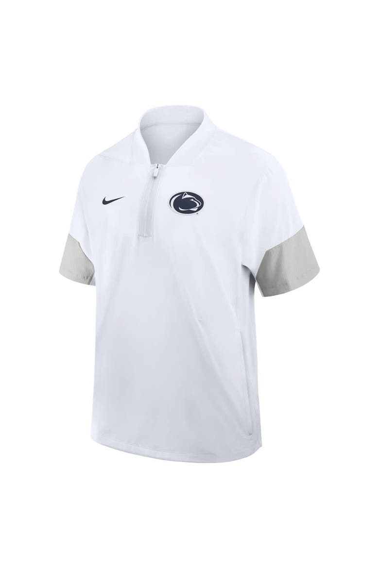 Men's Nike White Penn State Nittany Lions 2025 Sideline Short Sleeve Quarter-Zip Coach Jacket, Alternate, color, White