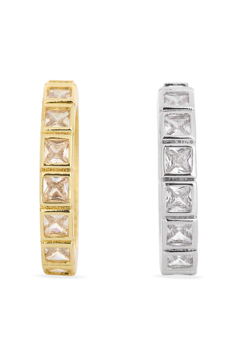 2-Piece Square CZ Eternity Ring Set, Alternate, color, CLEAR- GOLD- SILVER