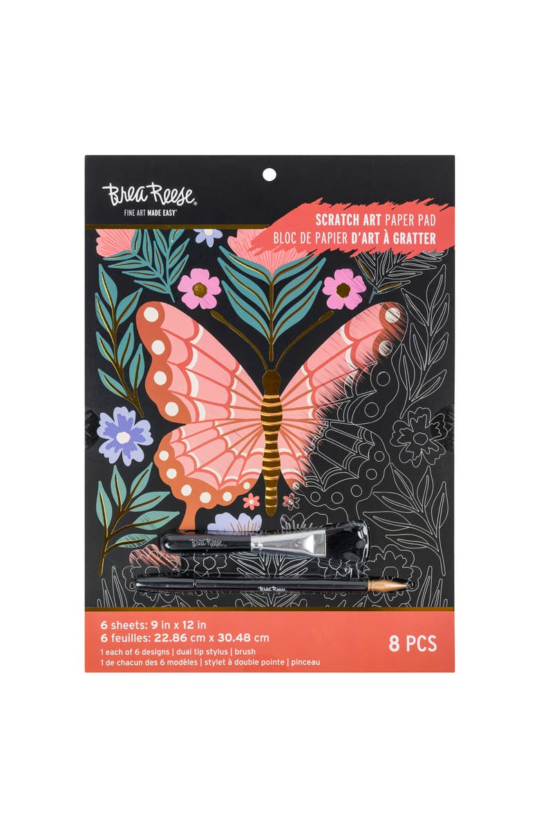 Brea Reese Scratch Art Paper Pad Butterfly Garden, Main, color, Multicolored