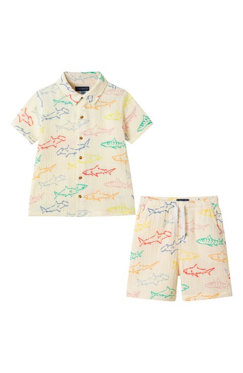 Kids' Printed Cotton Gauze Button-Up Shirt & Shorts Set (Toddler & Little Kid)