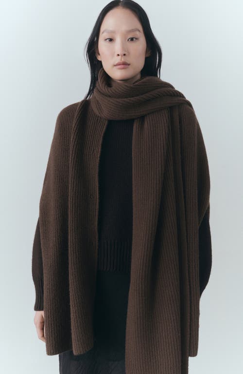 Mango Scarf Detail Cape Cardigan In Chocolate