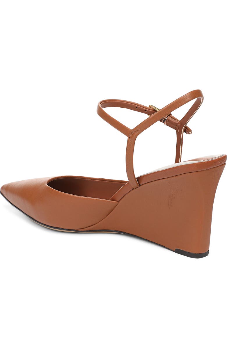 Franco Sarto Cherie Ankle Strap Pointed Cap Toe Wedge Pump, Alternate, color, Cognac