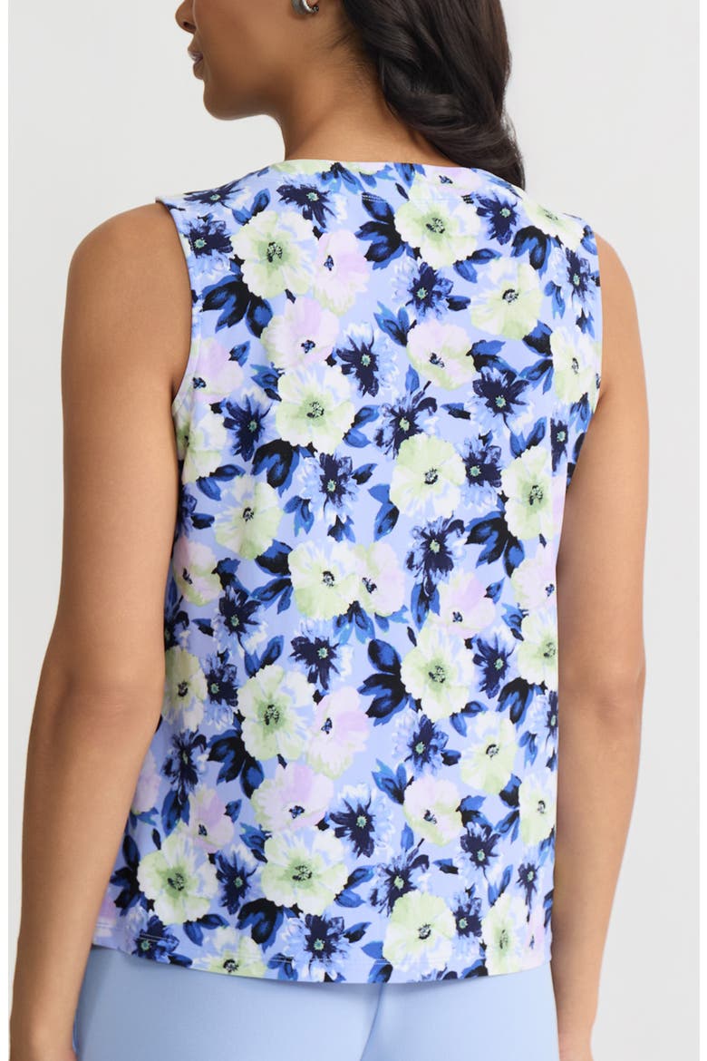 Floral Print Pleated Neck Sleeveless Top, Alternate, color, PARIS BLEU MULT