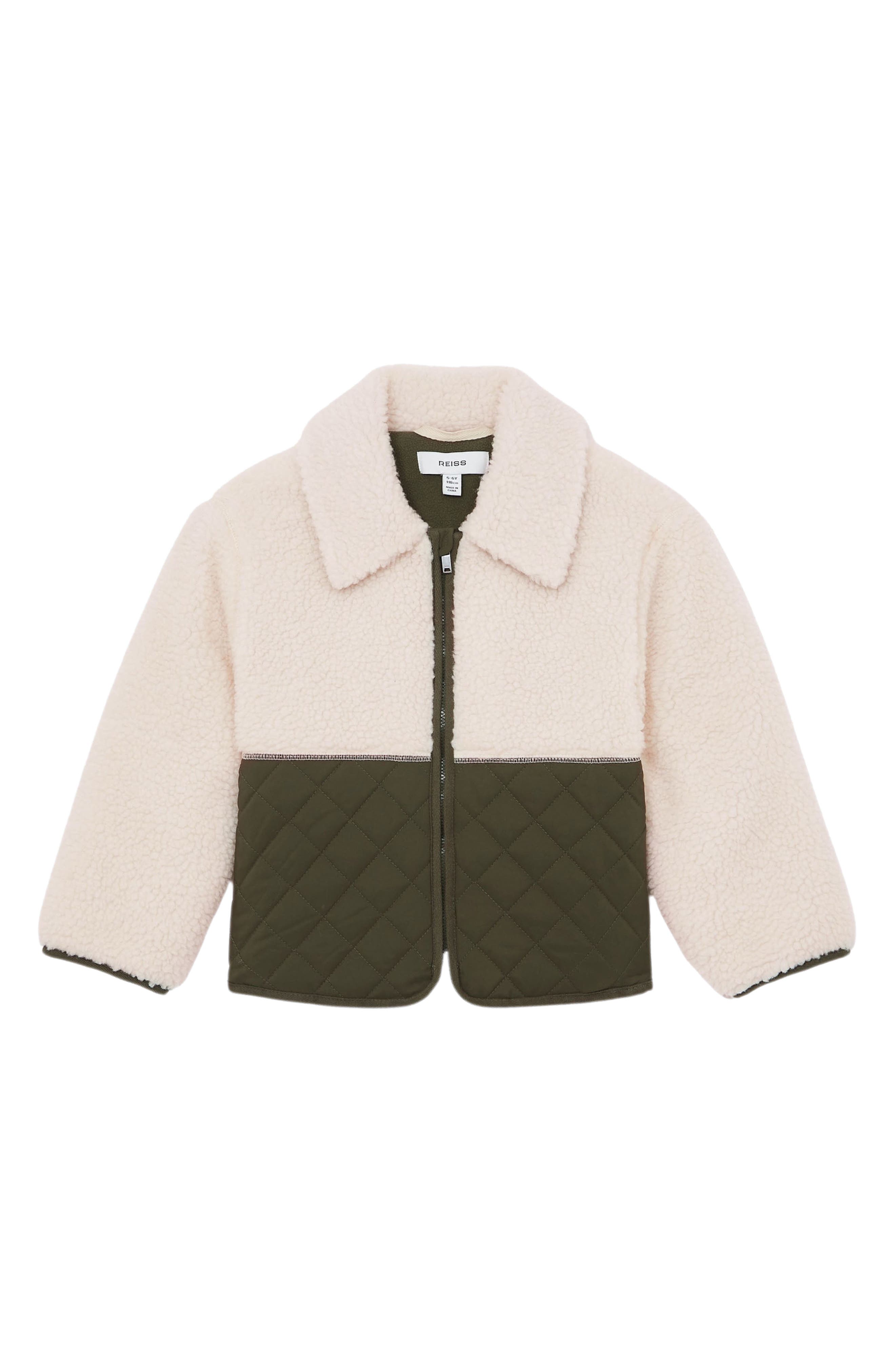 Reiss Kids' Jeanie Mixed Media Zip-Up Jacket