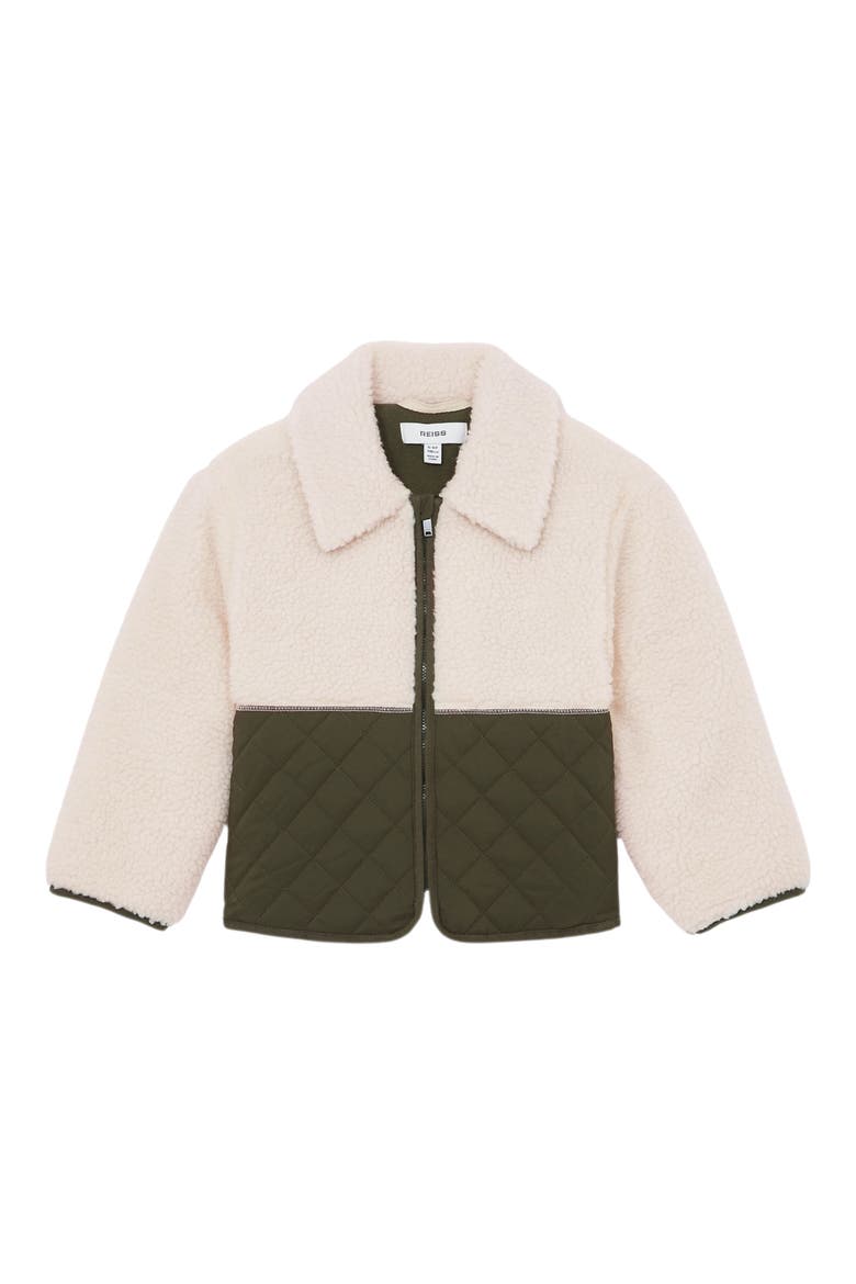 Kids' Jeanie Mixed Media Zip-Up Jacket, Main, color, ECRU