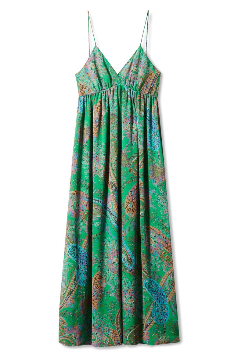 Print Open Back Pleated Dress, Alternate, color, GREEN