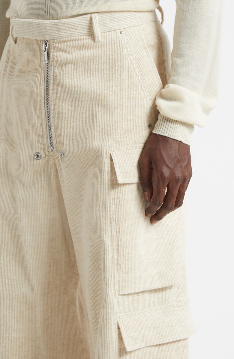 Rick Owens Tailored Cargobelas Corduroy Pants, Alternate, color, Natural