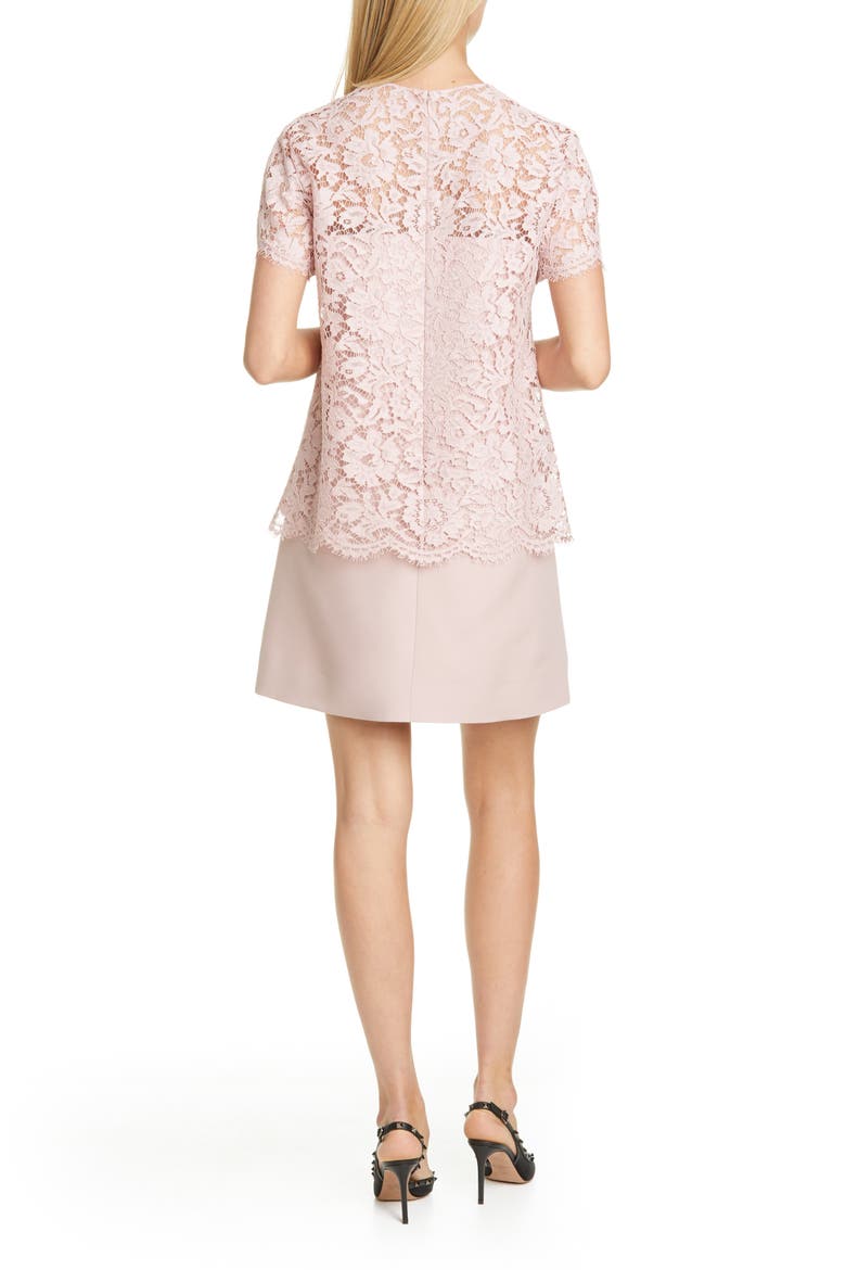 Lace & Crepe Couture Minidress, Alternate, color, SOFT PINK