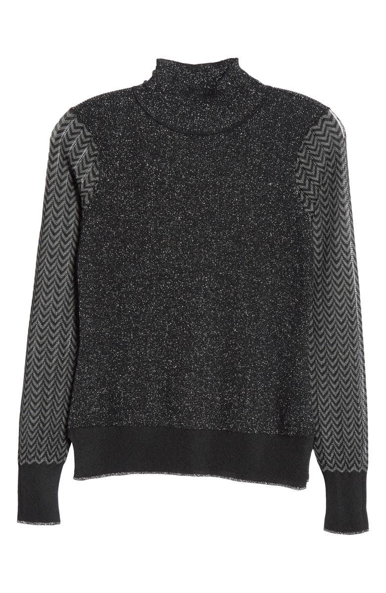 rag & bone Rower Metallic Sweater, Alternate, color, Black