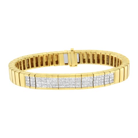 14K Yellow Gold 3 5/8 cttw Diamond ID Tennis Bracelet