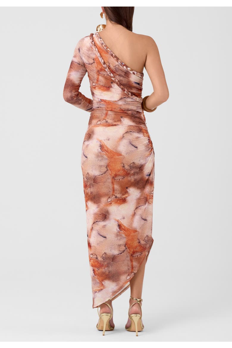 Noa One-Shoulder Midi Dress, Alternate, color, Spiced Marble
