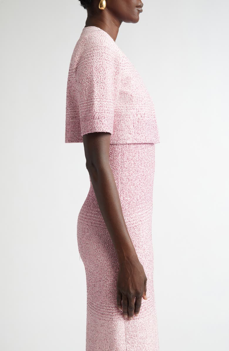 ST. JOHN Dégradé Sequin Stripe Crop Cardigan, Alternate, color, Camellia