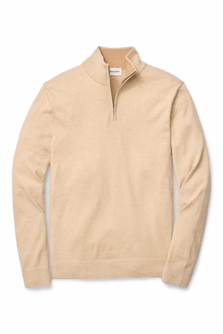 Cotton and Cashmere Quarter Zip Sweater, Alternate, color, BEIGE FEEDER STRIPE