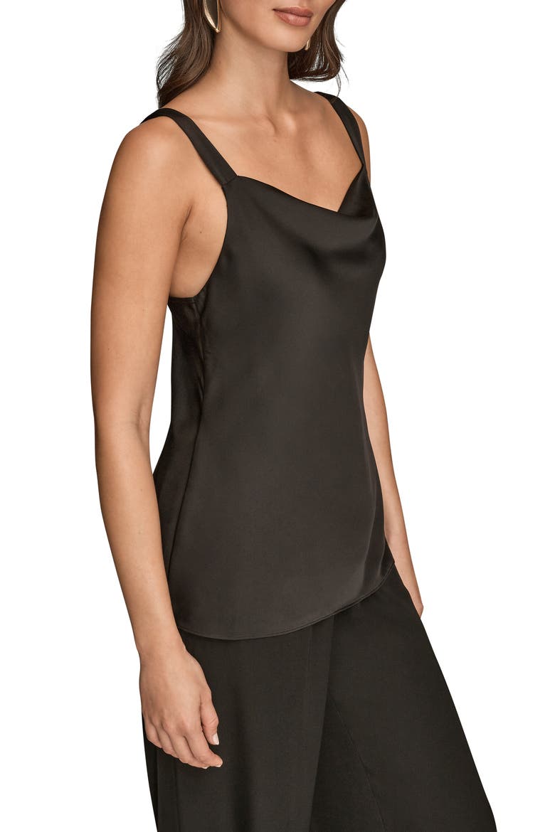 Cowl Neck Camisole, Alternate, color, BLACK