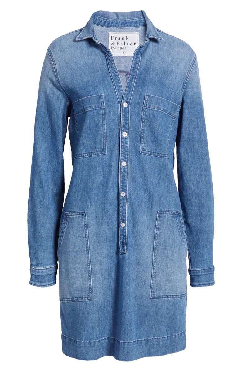 Frank & Eileen Ireland Patch Pocket Long Sleeve Denim Shirtdress, Alternate, color, 