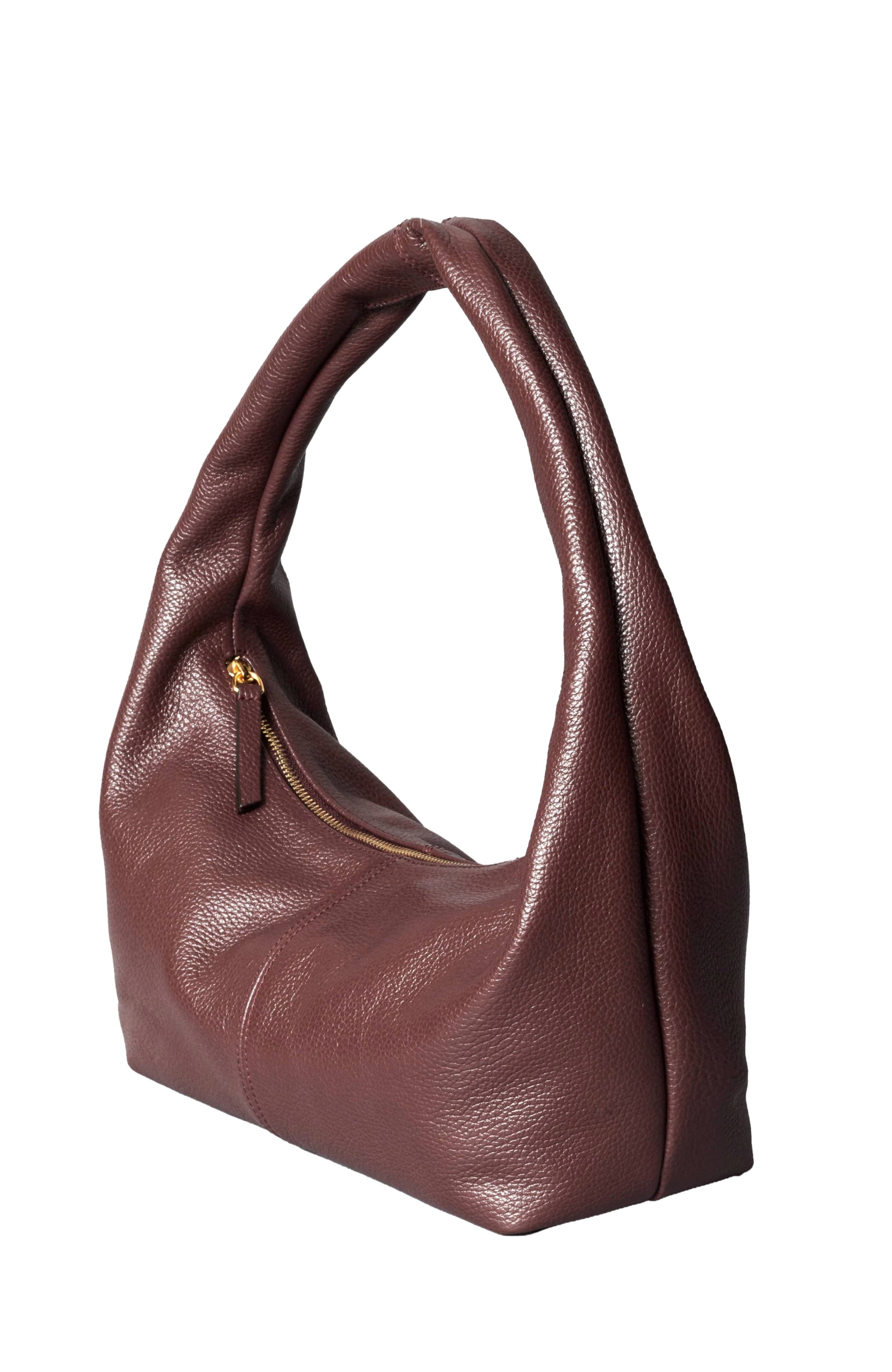 Leather Everday Shoulder Bag, Alternate, color, Burgundy