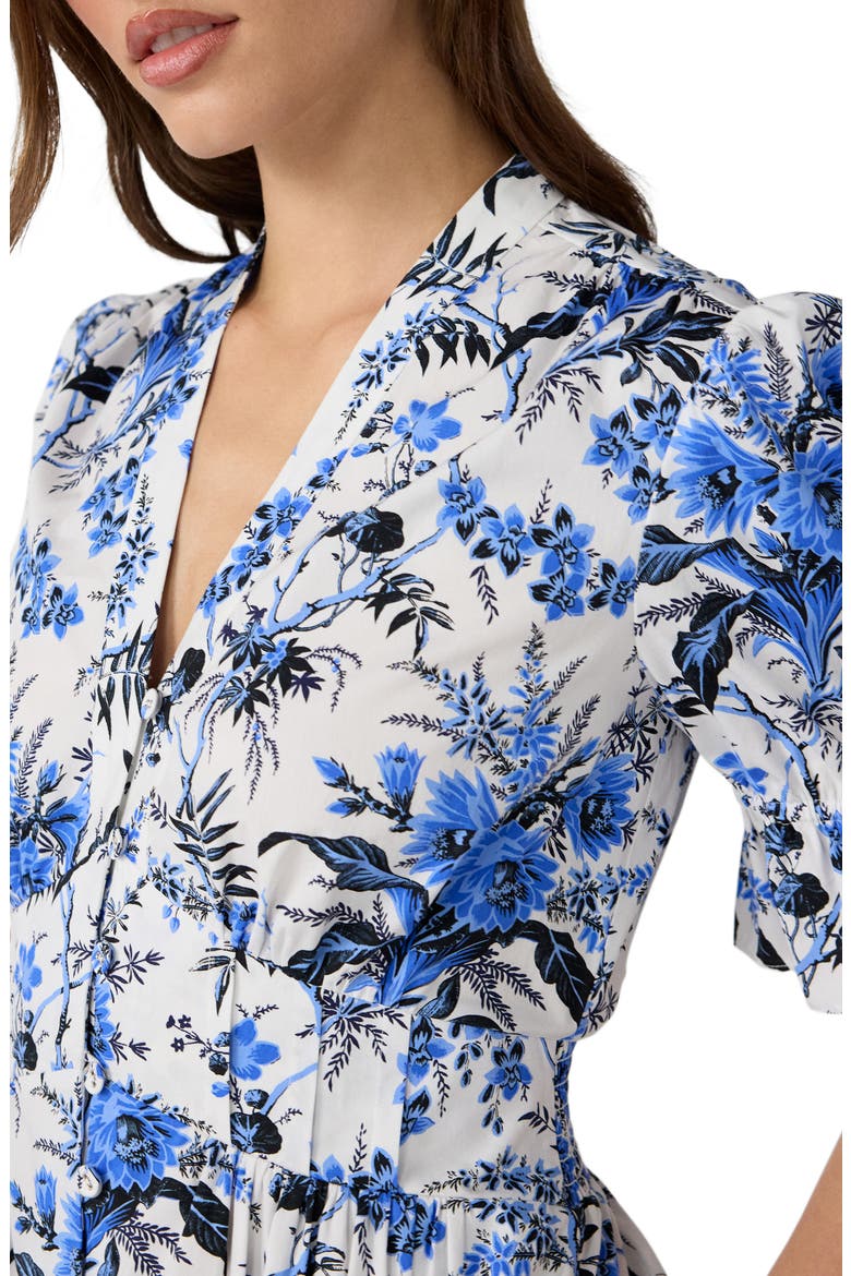 Erica Floral Button-Up Midi Dress, Alternate, color, HIBISCUS DOT / AVALON WHITE