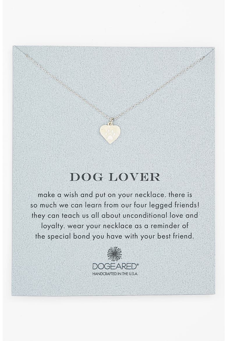'Reminder - Dog Lover' Boxed Pendant Necklace, Main, color, PAW HEART- STERLING SILVER