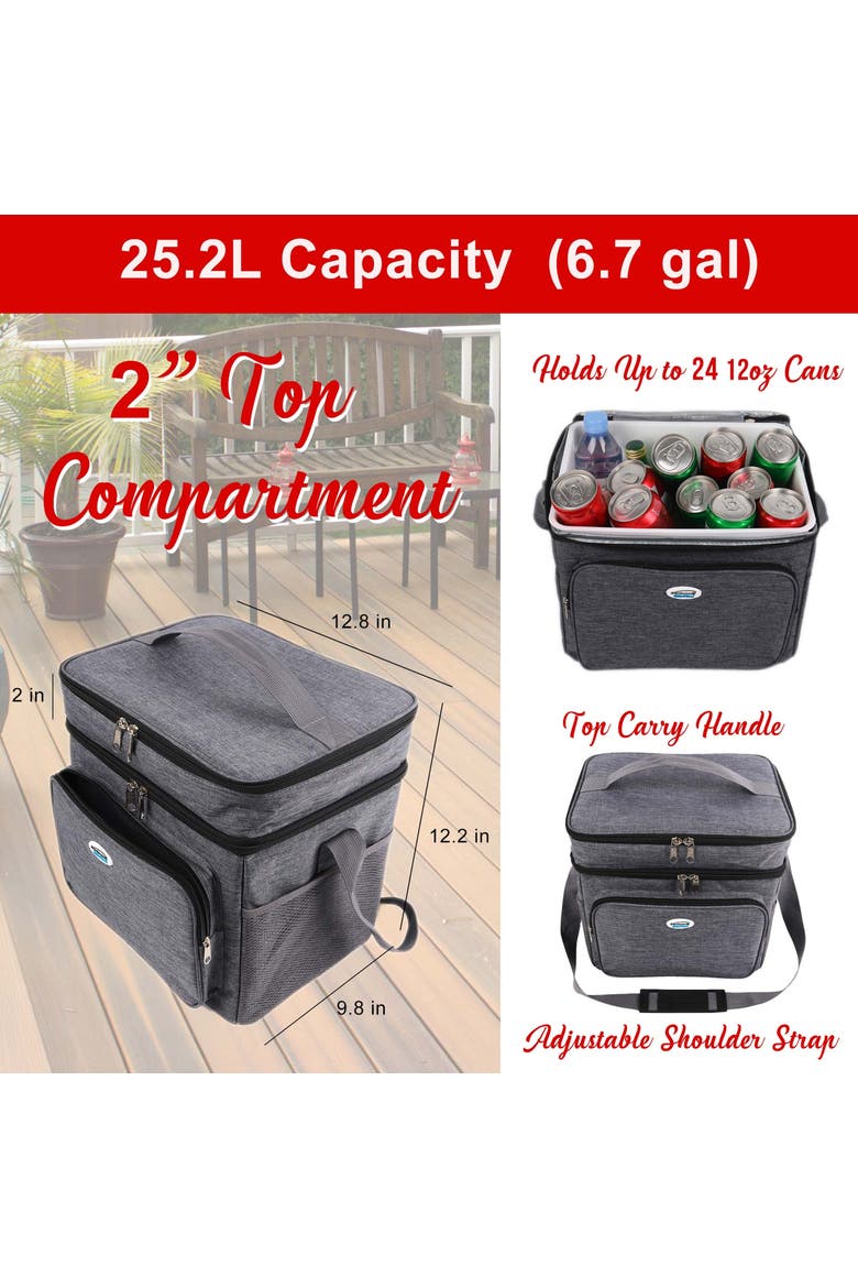 24-Can Insulated Cooler Bag in Gray with Hard Liner, Alternate, color, Grey