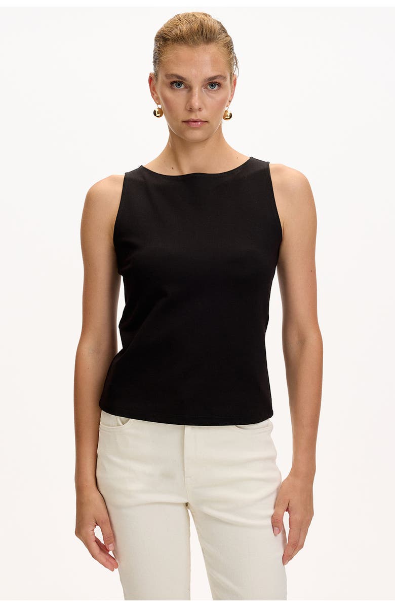Exquise Chelsea Boat Neck Sleeveless Knit Blouse, Alternate, color, Black