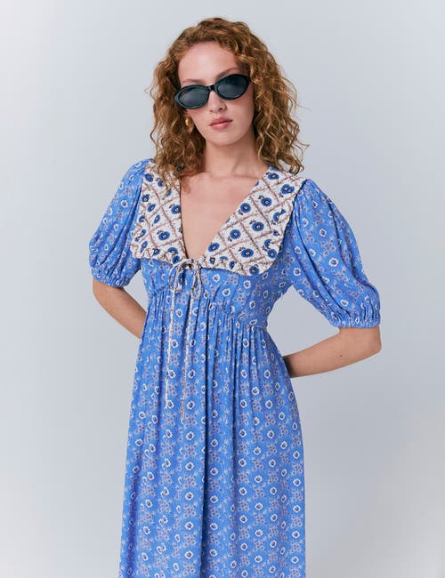 Ghost London Nellie Crepe Collared Midi Smock Dress In Animal Print