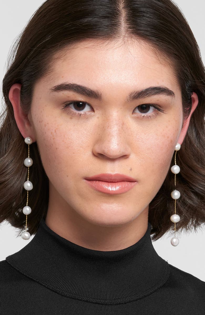 Adornia Freshwater Pearl Linear Drop Earrings, Alternate, color, 