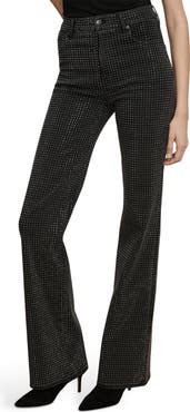 Veronica Beard Crosbie Crystal Embellished High Waist Slim Wide Leg Jeans