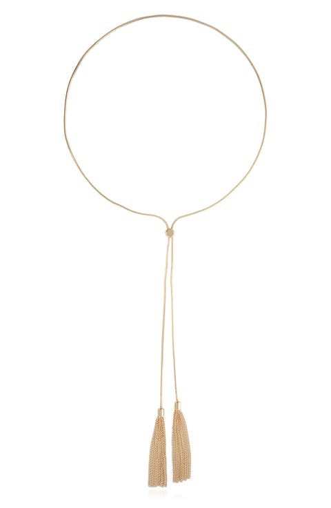 Double Chain Tassel Bolo Necklace