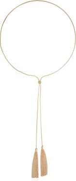 Ettika Double Chain Tassel Bolo Necklace