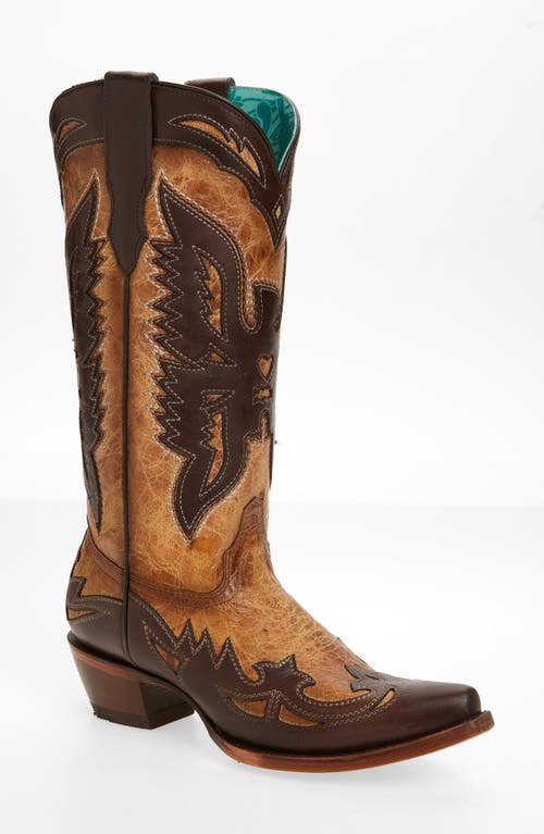 CORRAL Eagle Overlay Western Boot in Chocolate/sand at Nordstrom, Size 7