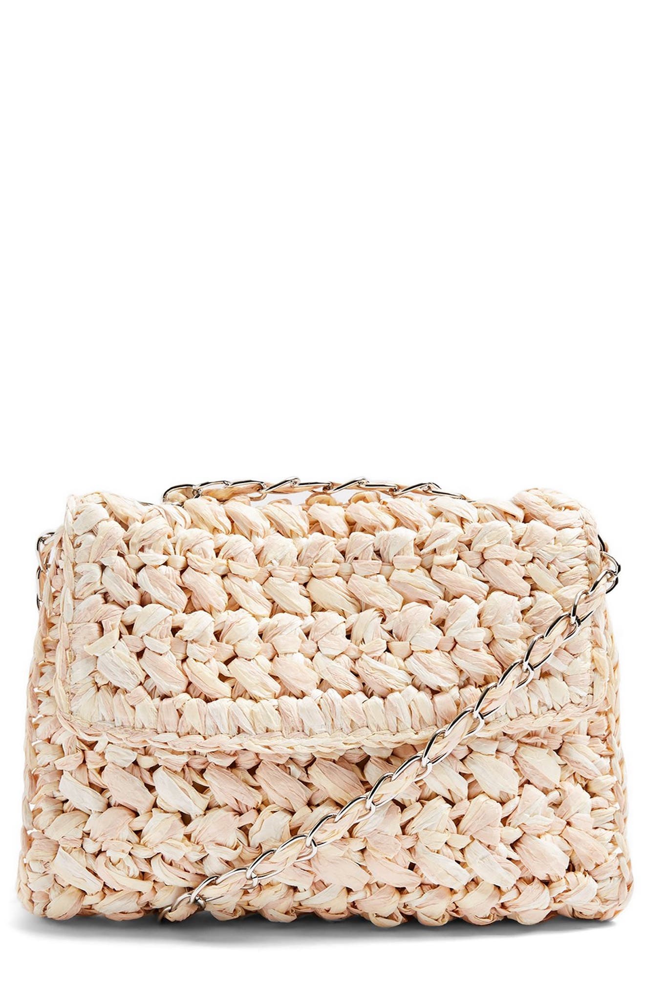 Topshop Fiji Woven Straw Shoulder Bag, Main, color, 