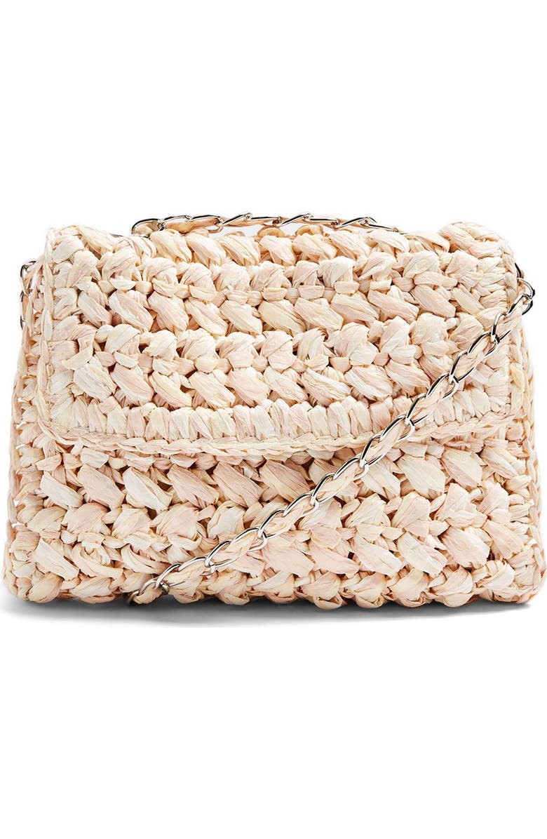 Topshop Fiji Woven Straw Shoulder Bag, Main, color,