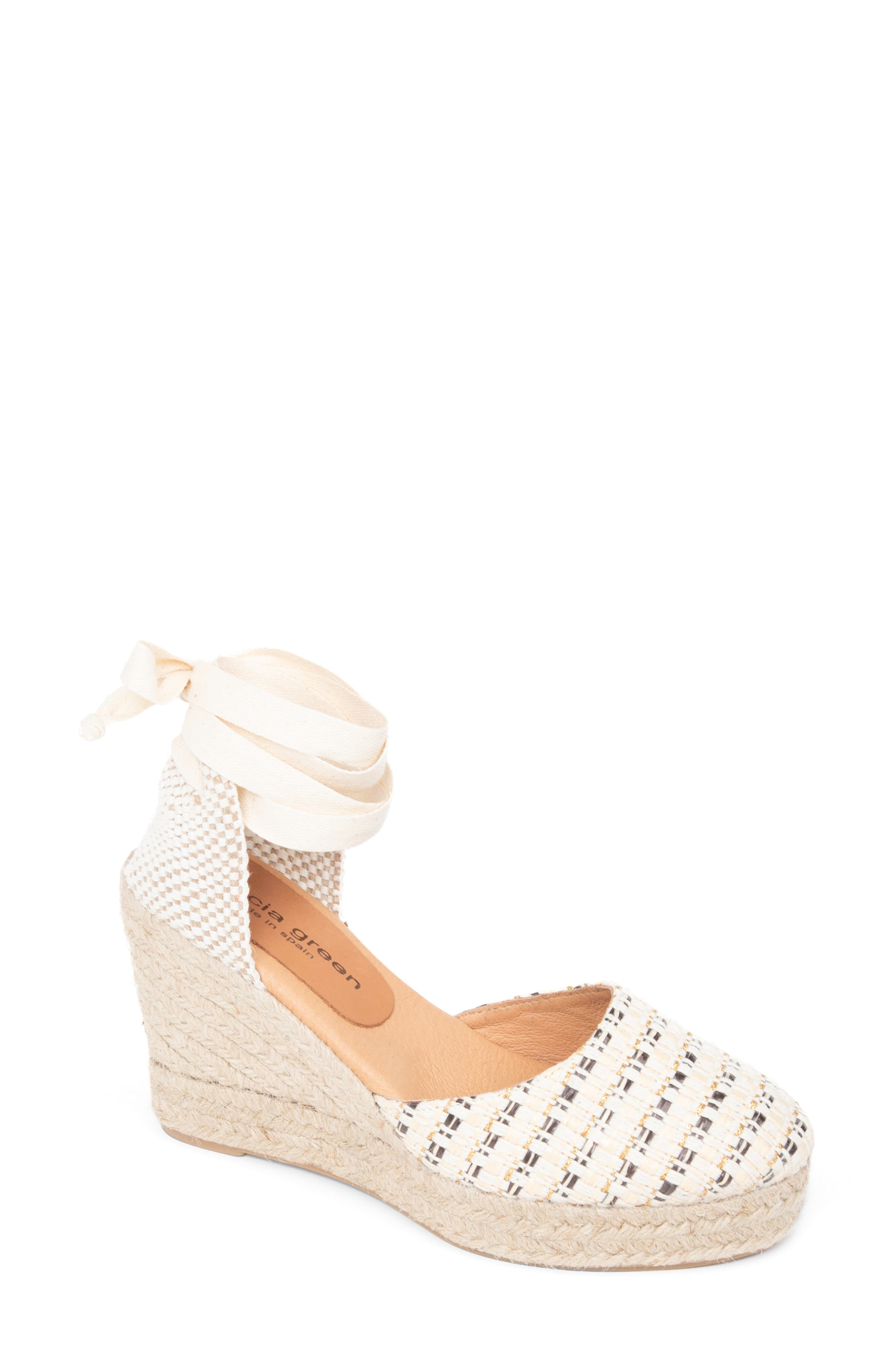 patricia green Lillian Raffia Ankle Wrap Platform Espadrille Sandal, Main, color, 