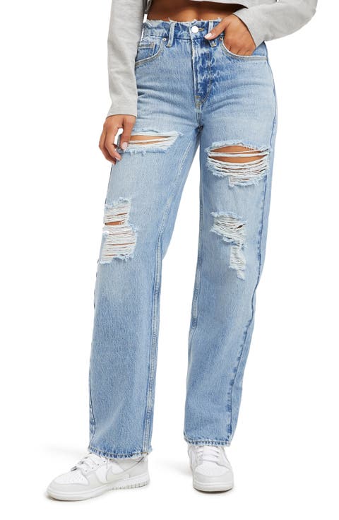 90s Ripped High Waist Straight Leg Jeans (Regular & Plus Size)